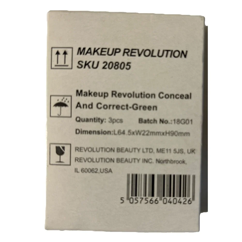 Makeup Revolution‎ Conceal & Correct Color Correcting Concealer ~ Green 3 PACK